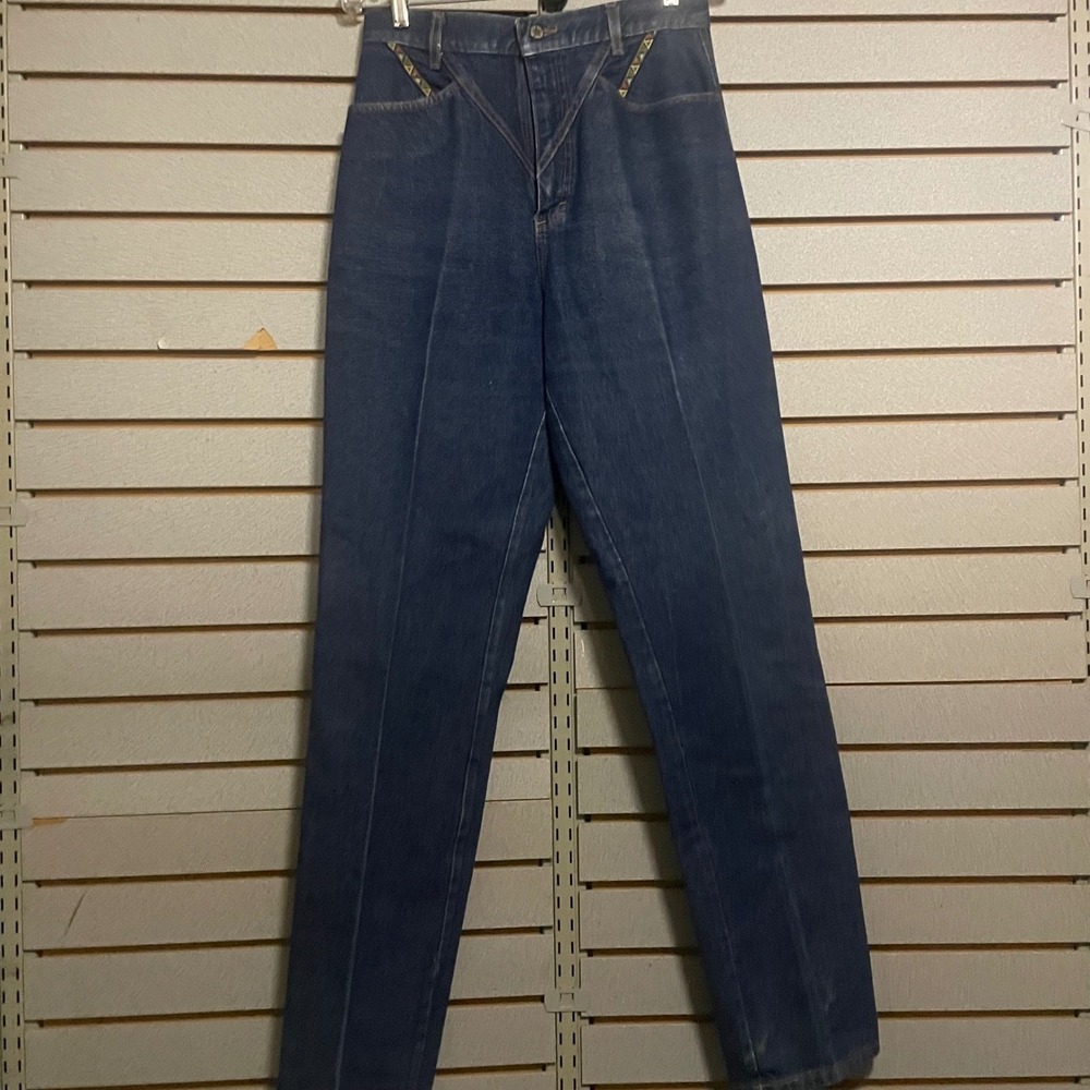 Ozark Mountain Jean Co Vintage High Waist Western V-Yoke Jeans‎ Indigo 11-36 USA